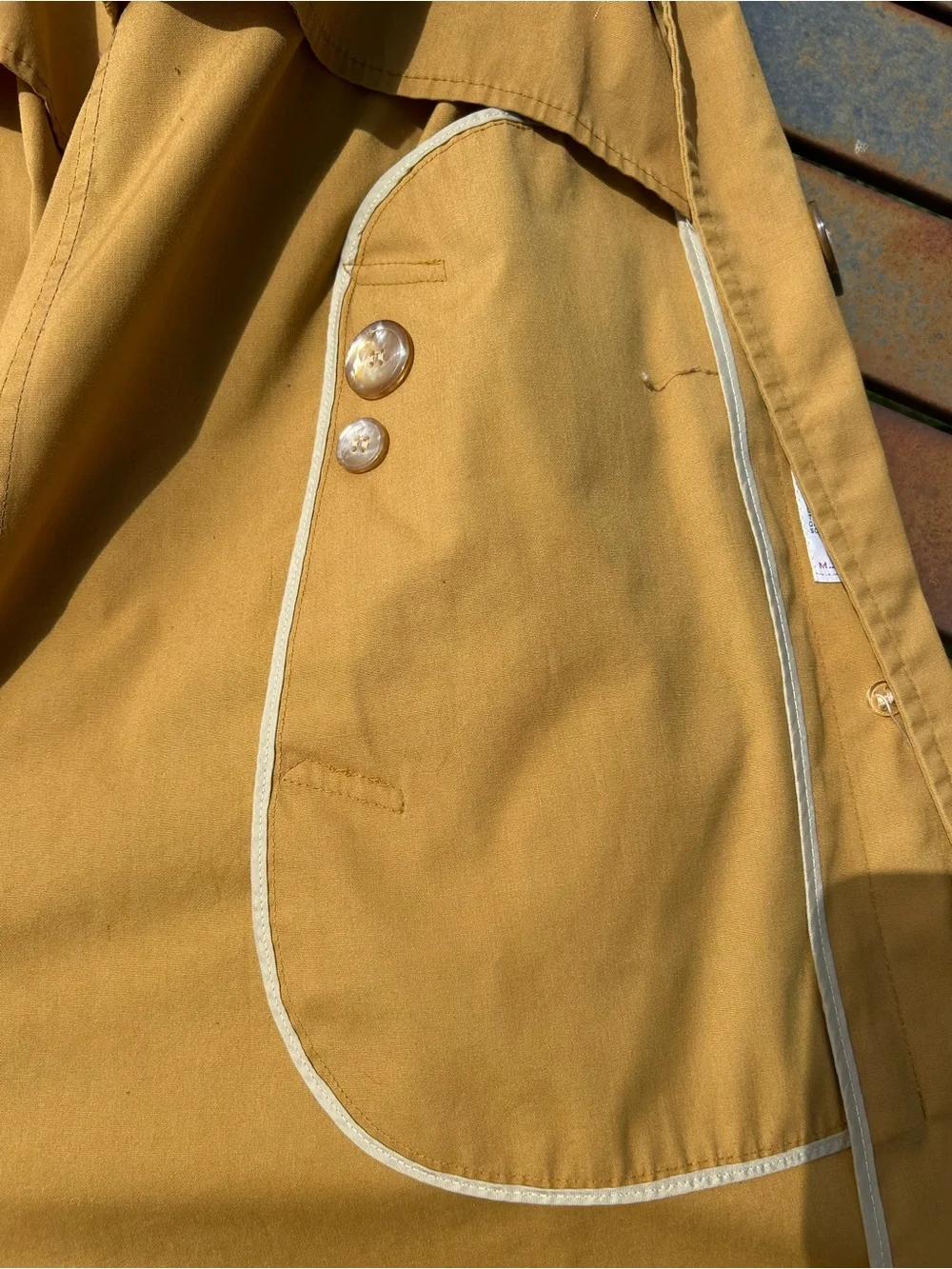 Vintage 1970s Rainfair Yellow Rain Jacket — Distressed, Unique Classic - Picture 14 of 16
